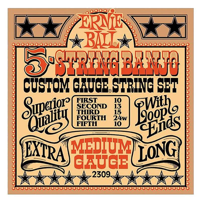 Ernie Ball 2309 5-string Banjo Medium Stainless Steel Strings w/ Loop End (10-24w) image 1