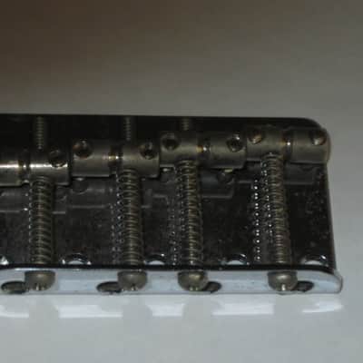 used lightly relic'd Fender Mexican P Bass Vintage Style BRIDGE full assembly Chrome (from 1994) also included is a used set of D'Addario bass strings image 3