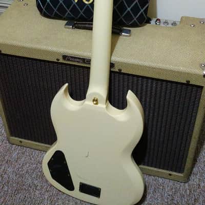 3 Humbuckers Harley Benton DC-600 VI SG Cream With Upgraded Pickups (Iron Gear) - Like Epiphone G400 image 2