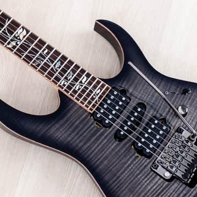 2019 Ibanez J Custom RG8570Z HSH AAA Flame Top Black Rutile w/ Tree of Life Inlay, Case & CoA image 7