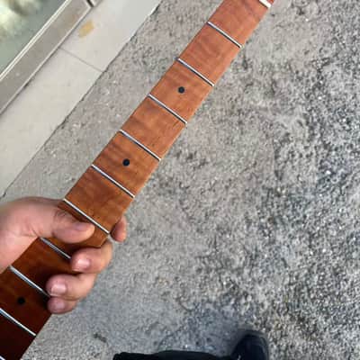 4-string electric bass neck jazz bass stainless steel 21 frets 4a Roasted flame Maple guitar neck 34inch hole 18mm maple fingerboard image 7