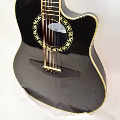 2003 Ovation 1866 Legend 12-String Acoustic Electric Guitar, Black w/ Case image 4