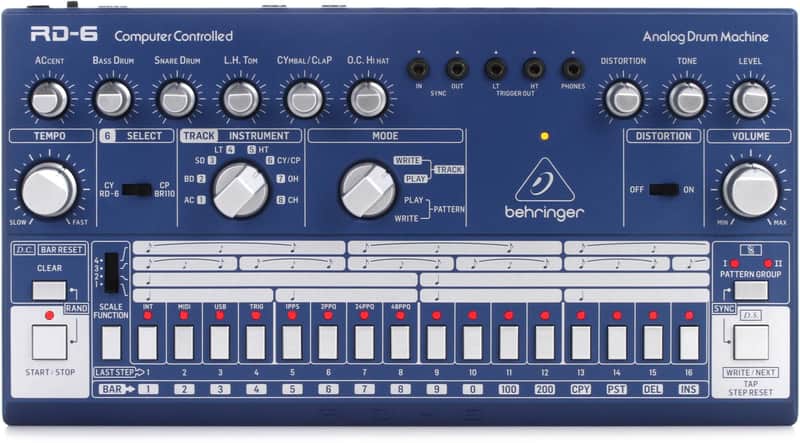 Behringer RD-6-BU Analog Drum Machine - Blue image 1