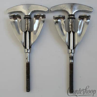 *Ludwig 2x Bass Drum Tension T-Rods+Claws 3 7/8"Chrome Vintage 60s Super Classic image 2