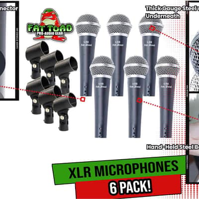 Fat Toad Professional Cardioid Dynamic Microphones & Clips (6 Pack) - Vocal Handheld, Unidirectional Mic Singing Microphone - Designed for Music Stage Performances & Studio Recording or PA DJ Karaoke image 11