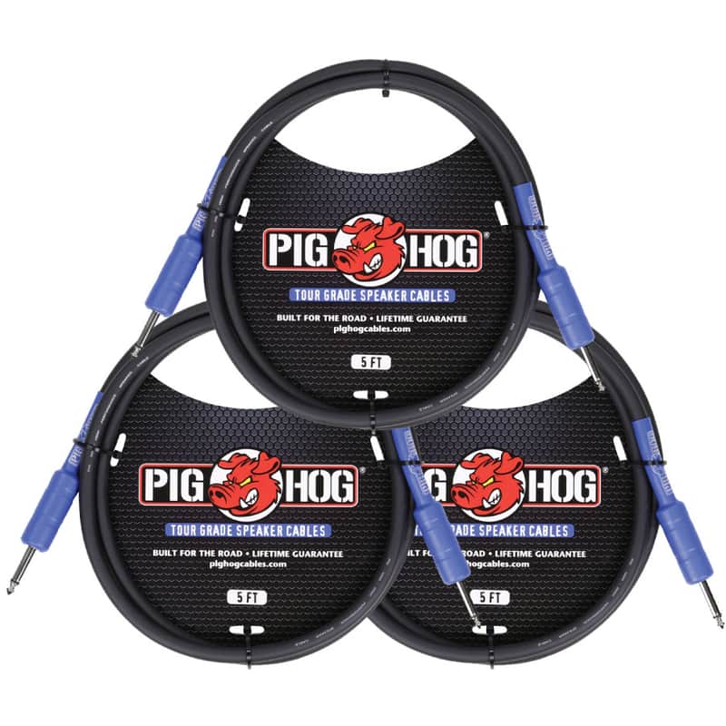 3 Pack Pig Hog PHSC5 9.2mm Gauge Wire Speaker Cable, 5 Ft - New image 1