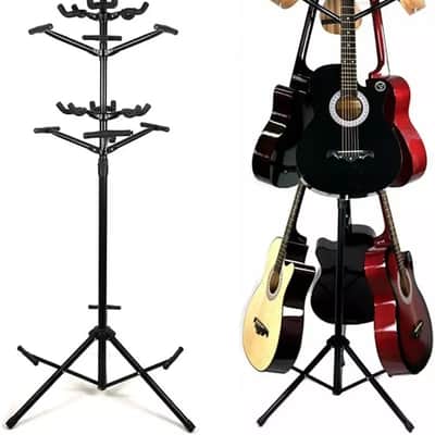 9-Slot Vertical Multi-Guitar Stand | 3-Tier Guitar, Ukulele, and Bass Display Rack – Space-Saving Stage & Studio Organizer image 2