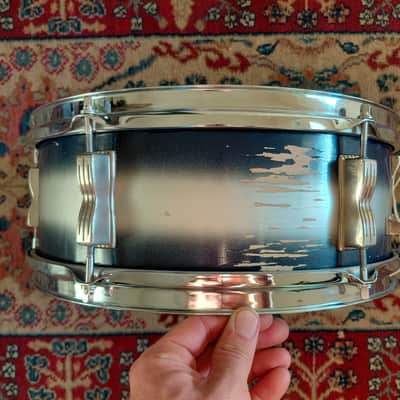 Vintage 1950s Ludwig No. 491 Pioneer 5x14" Snare Drum in Blue/Silver Duco Lacquer image 3