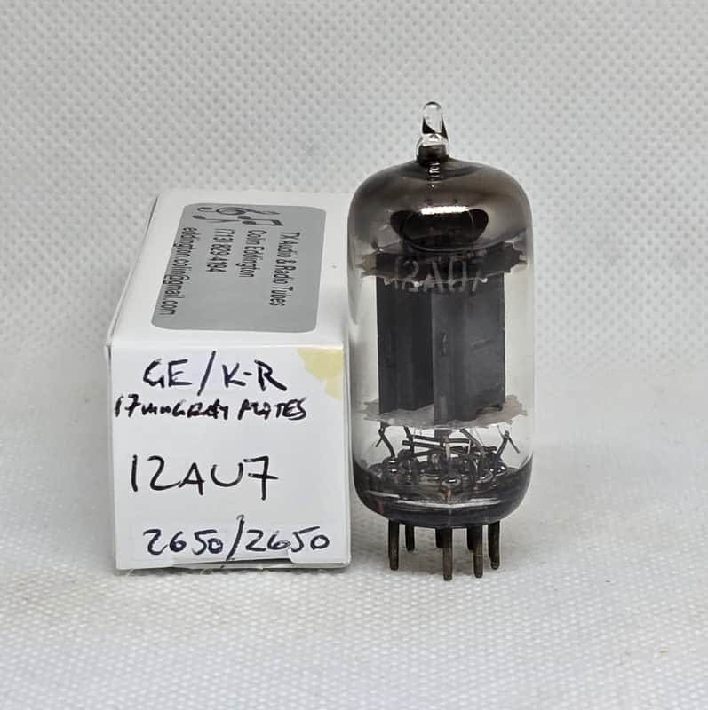 GE / Ken-Rad 12AU7 Long Gray Plates Perfectly Balanced Single NOS ECC82 12AU7A image 1