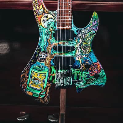 One Off BootLegger Guitar Absinthe Green Fairy 2025 - Custom Art California Build image 2