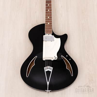 1960 Wandre Blue Jeans Vintage Aluminum Neck Hollowbody Guitar Black w/ Davoli Pickup, Case image 2