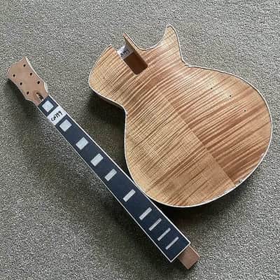 Custom Tiger Maple Top Guitar Mahogany Body and Neck, Rosewood Fingerboard Fretboard Set image 1