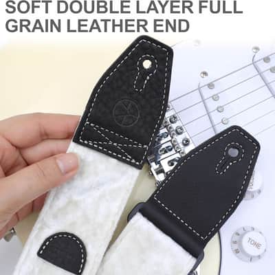 Guitar Strap 2 inch Velvet Guitar Straps with Full Grain Leather End, for Bass Electric and Acoustic Guitars, Free Strap Button, 2 Strap Locks and 4 Guitar Picks image 3