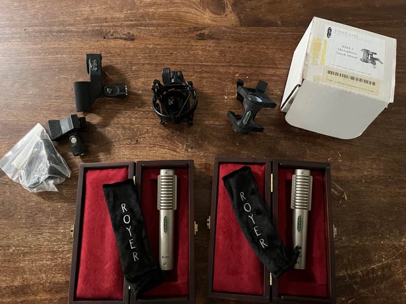 Royer R-121 Matched Pair with shock mounts and accessories, 2010s - Nickel image 1