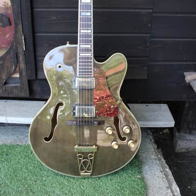 Condor hollowbody guitar made in japan 70's /80's Moss Green with Gold Hardware image 3
