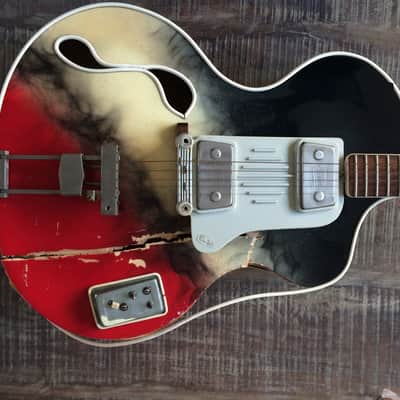 Wandré BB with tremolo (very rare) 1960 Black-Yellow-red with smoke patterns image 3