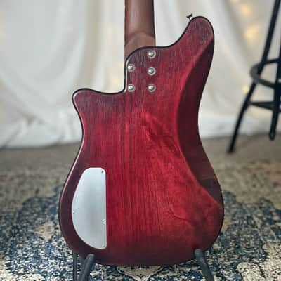 Offbeat Guitars "Hope" 30" Short Scale Bass in Red Diablo on Carved Top Spanish Cedar, Fralin Custom Big Single T-Bird Pickup, Varitone, Leo Quan Badass Hardware image 3