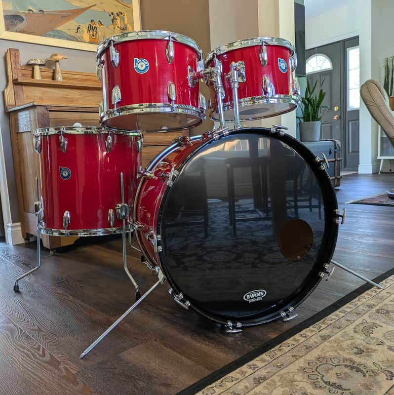 Beverley "Panorama" Drumkit 1960s-70s - Red Silk image 1