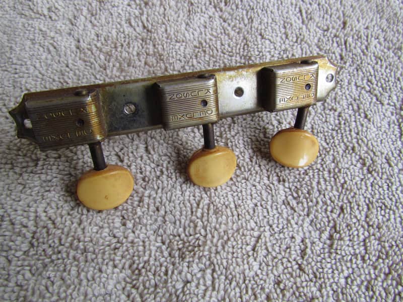 Kluson Double Line 3 On A Strip Bass Side Tuners 65ish Vintage Kluson Double Line Tuners W/Bent Key image 1