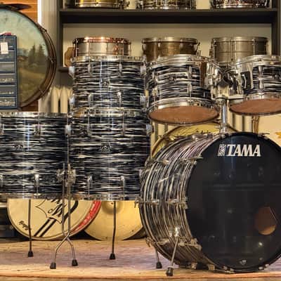 1980's Tama Superstar Black Oyster 8x12 9x13 10x14 16x16 16x18 14x24 Drum Kit Re-Wrap image 1