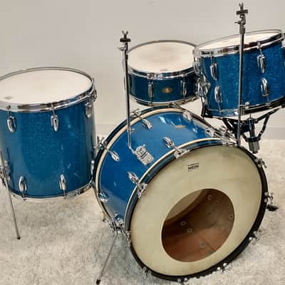 Slingerland 22/13/16/5.5x14" Radio King Drum Set - 1950's Blue Sparkle image 4