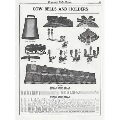 Rare 4 Pc. Tuned Cow Bell Set with Height-Adjustable Holder, Traps Era -1920s / INSPECTED & TESTED image 6