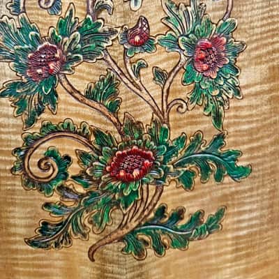 Blueberry Handmade Jumbo Size Acoustic Guitar Floral Motif - Mango Wood Body and Top image 3