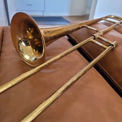 Vintage York USA Bb Tenor Trombone w/ Original Tweed Case – 7" Bell image 12