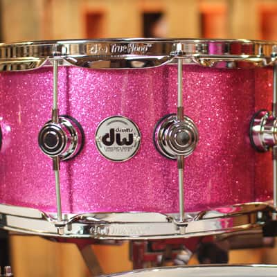 DW Collector's Cherry VLT Pink Sparkle Lacquer Drum Set - 22,10,12,14,16,14sn - SO#1291947 image 8