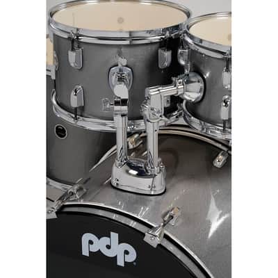 PDP PDCE2015KTSS 5 Piece Center Stage Series Complete Acoustic Drum Kit w/ 20" Kick, Hardware, Cymbals, and Throne - Silver Sparkle image 2