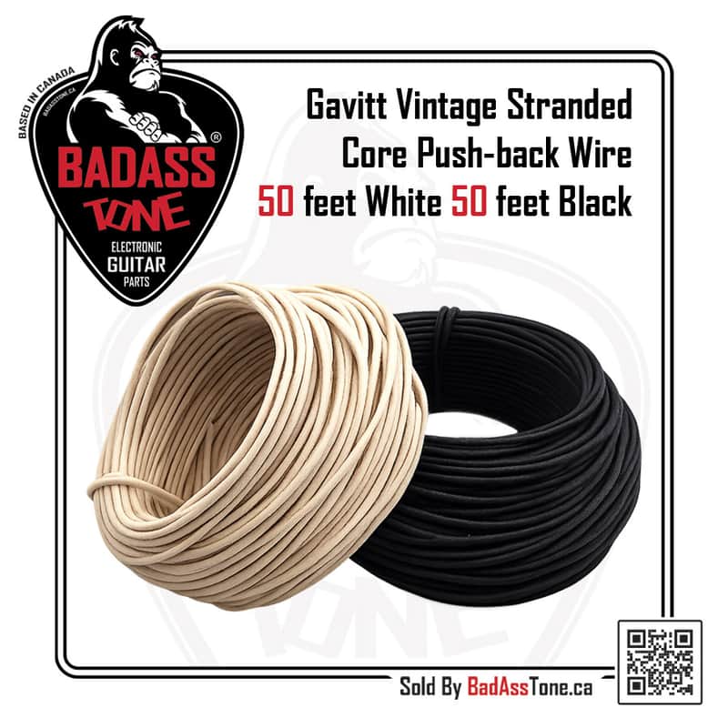 Gavitt 100ft Gavitt Vintage Cloth Wire - 50ft Black / 50ft White Stranded Core Push-Back Guitar Wire image 1