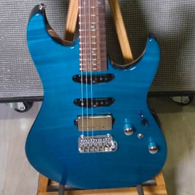 Signed Ibanez MM1-TAB Martin Miller Signature with Roasted Maple Neck 2010s - Transparent Aqua Blue Signed by Martin Miller imagen 2