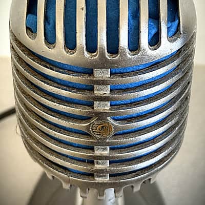 Early 1940s Shure Bros 55C Dynamic Microphone, works, incl stand, switch & cable image 13