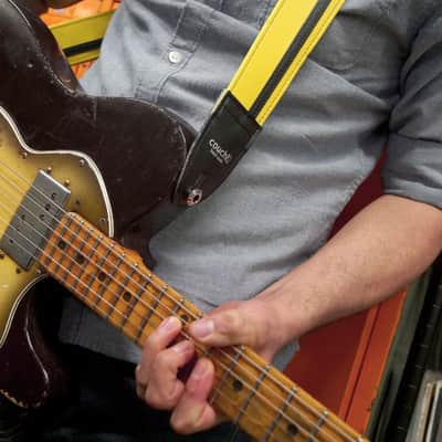 Couch Yellow W/ Black Racer X Guitar Strap image 5