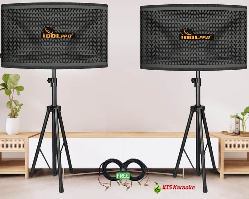 IDOLpro IPS-800 2400W 10" 3 Way Professional Karaoke Speakers With Bass Booster And Heavy Duty Stands Combo (Pair) image 1