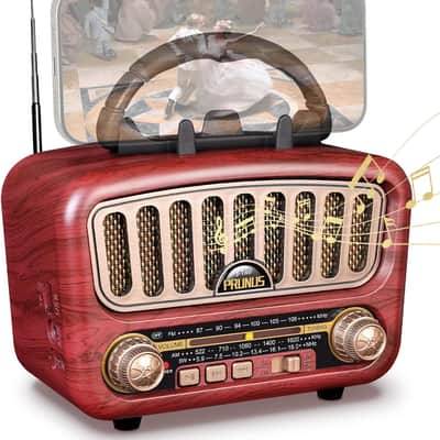 Vintage Retro AM FM SW Radio Bluetooth 5.0 Speaker USB TF AUX w/ Phone Stand image 5