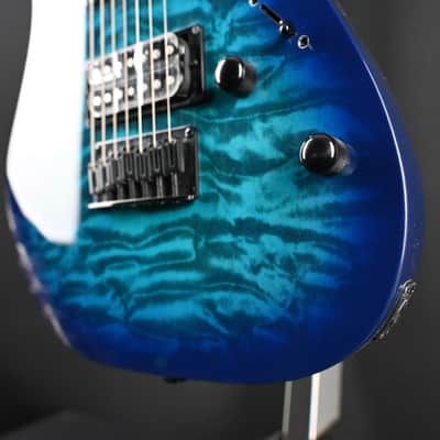 Ibanez GRG7221QA-TBB Transparent Blue Burst 7-String #162 image 9