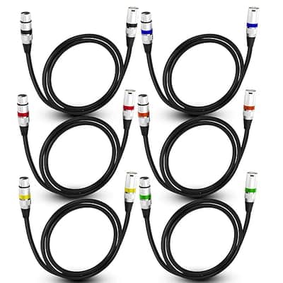 XLR Cables 3FT 6 Pack, Gold-Plated 3 Pin XLR Microphone Cable, Heavy Duty XLR Balanced Male to Female Speaker Cable 3 Feet Mic Cables for Mixer, Podcast, Radio Station, Speaker Systems image 1