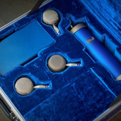 Rare Vintage Early Blue Bottle Tube Condenser Microphone Set image 3