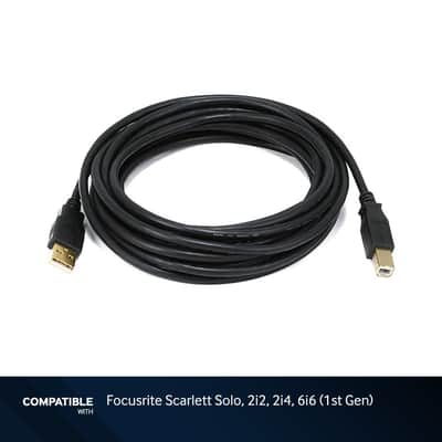 15-foot USB-A to USB-B 2.0 Cable Focusrite 1st Gen Scarlett Solo, 2i2, 2i4, 6i6 image 5