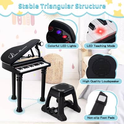 Kids 31-Key Piano Keyboard Toy with Stool & Microphone | Toddler Musical Instrument for Learning and Fun | Perfect Gift for Ages 3+ image 5