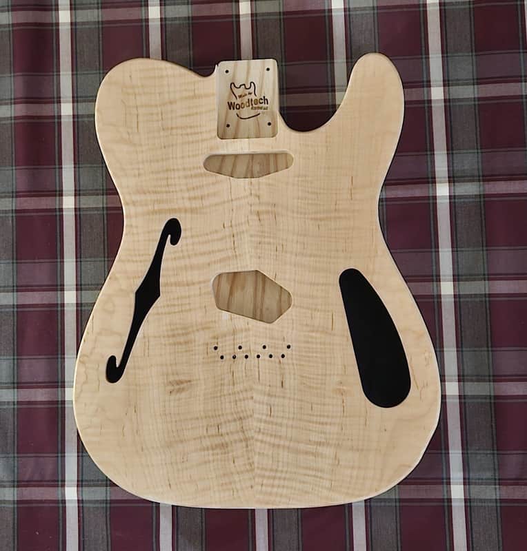 Woodtech Routing - Swamp Ash/Flame Maple Telecaster Thinline Body - Unfinished image 1