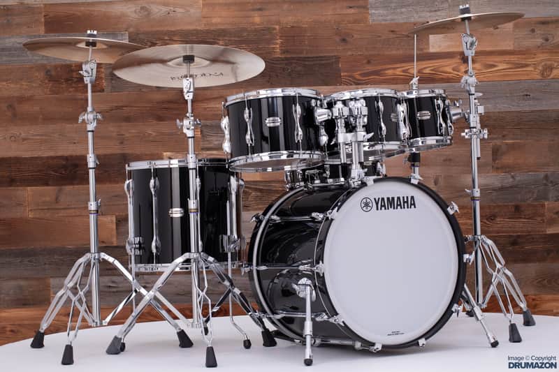 YAMAHA RECORDING CUSTOM 5 PIECE DRUM KIT, REAL BLACK LACQUER image 1