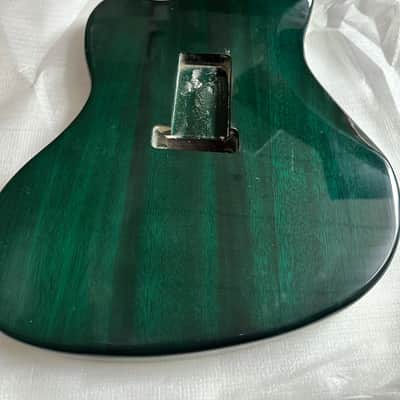 Mahogany Wood Green Burst Jazzmaster Style Guitar Body with Veneer Tiger Maple Top image 5
