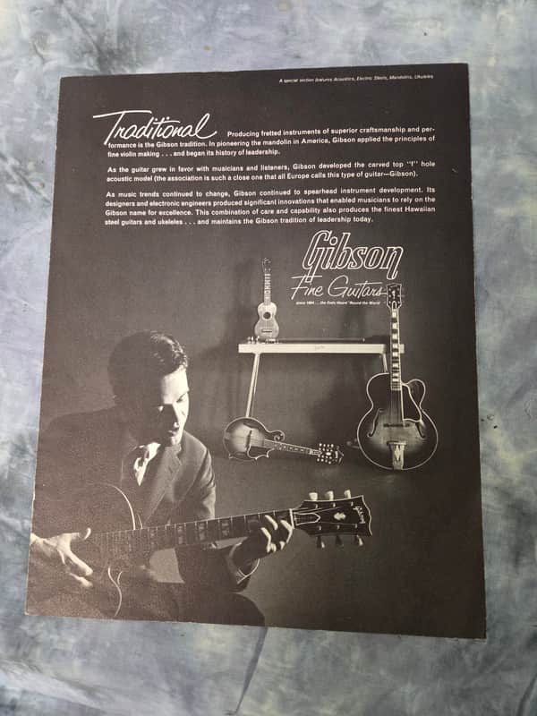 Vintage RARE 1965 Gibson Traditional Catalog Archtops Mandolins Pedal Steel Ukulele Case Candy image 1