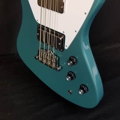 Gibson Non-Reverse Thunderbird Electric Bass Guitar, Faded Pelham
Blue W/ Case image 6
