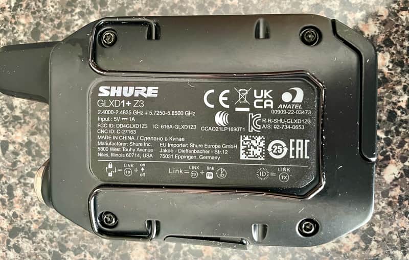Shure Glxd1+z3 wireless transmitter new battery image 1
