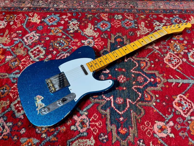 Fender Custom Shop Double Esquire Relic LTD 2015 Aged Sparkle Blue image 1