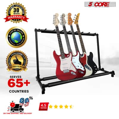 5 Core Multi Guitar Rack Stand Floor 7 Slot Adjustable Flying V Guitars Holder image 10