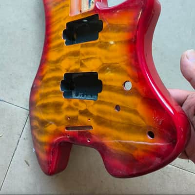Cherry Burst Headless Guitar DIY Project Body with Maple Top image 5